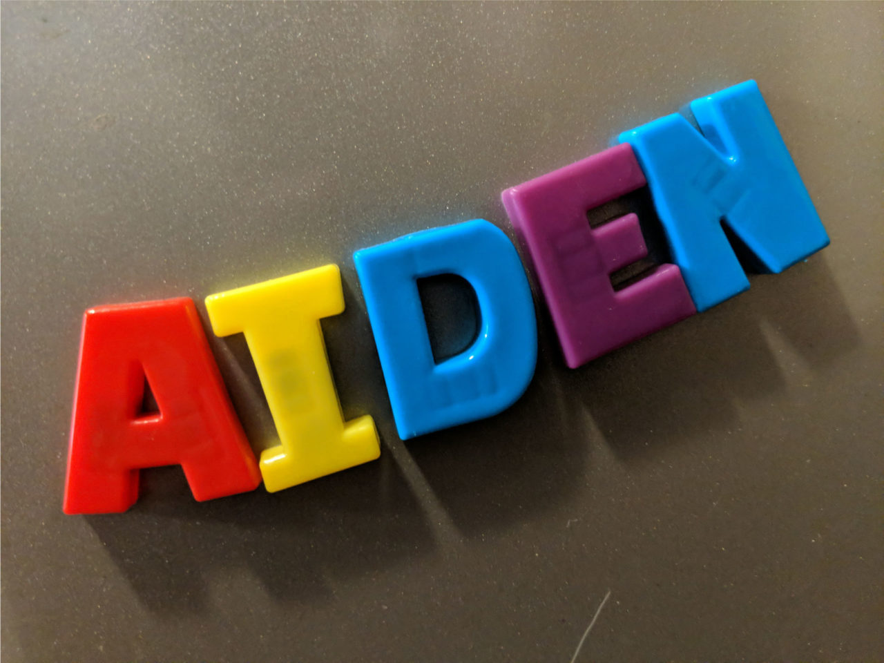 aiden in magnet letters son