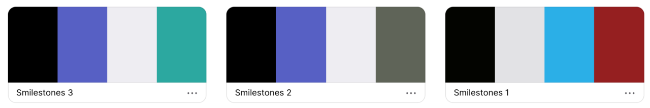 Coolors.co screen shot of Smilestones App color palette concepts
