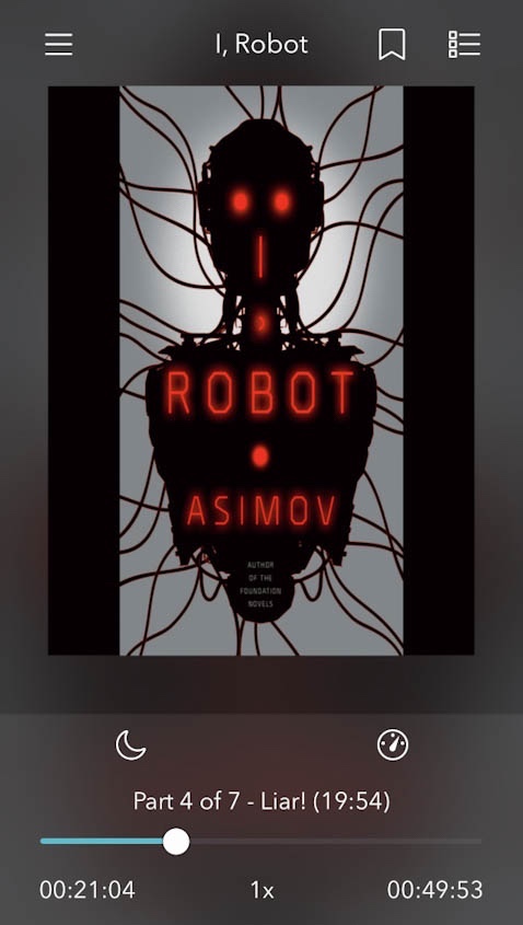 I, Robot by Isaac Asimov; audiobook via OverDrive app