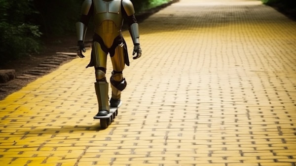 not the Mandalorian riding an imagined skateboard with 4inline wheels
