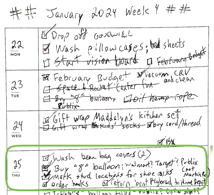 My Rocketbook Fusion Days of the week details